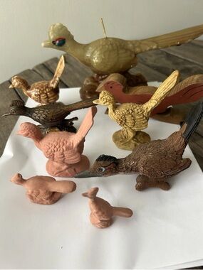 Lot of 9 Vintage Texas Road Runner Figurines and Sculptures MCM retro Ceramic